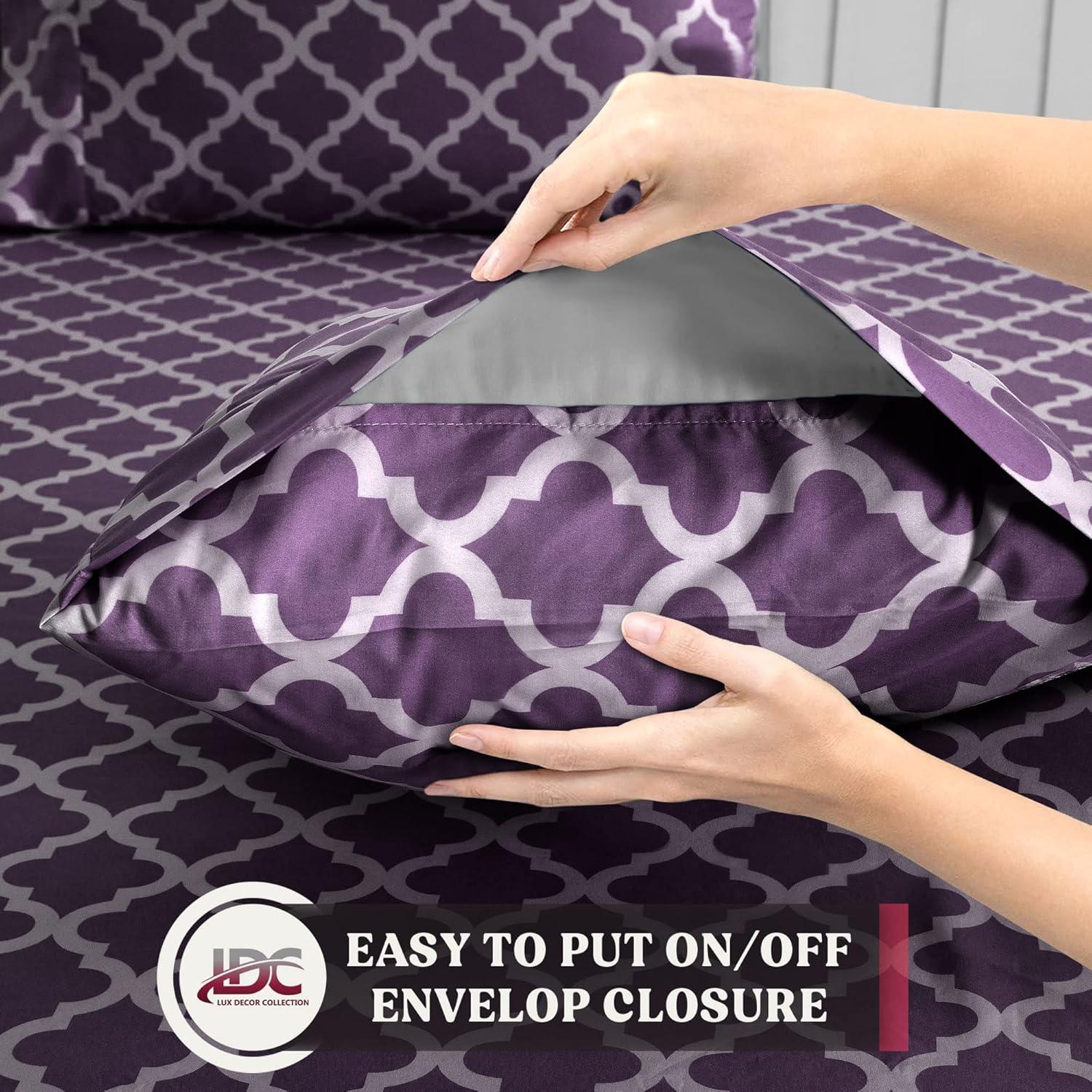 Lux Decor Collection 1800 Series Soft Microfiber Bed Sheets Set Geometric Quatrefoil Bedding