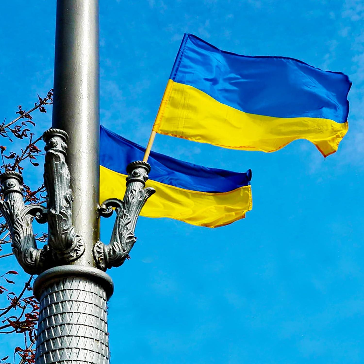 AhfuLife Ukraine Flag 3x5 Ft, Large Ukrainian Flags for Outside - Double Sided with Brass Eyelets for Olympic Party Decorations, Bar Garden Street Decoration Indoor Outdoor