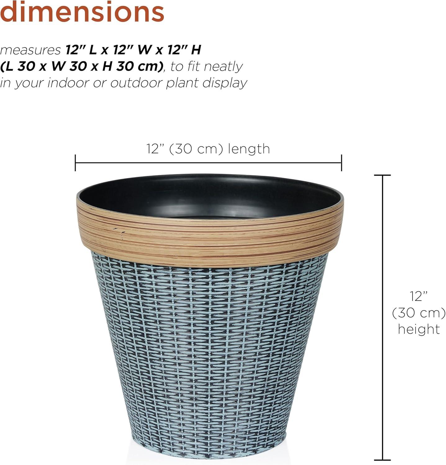 Gray and Tan Woven Style Indoor Outdoor Planter with Drainage Hole