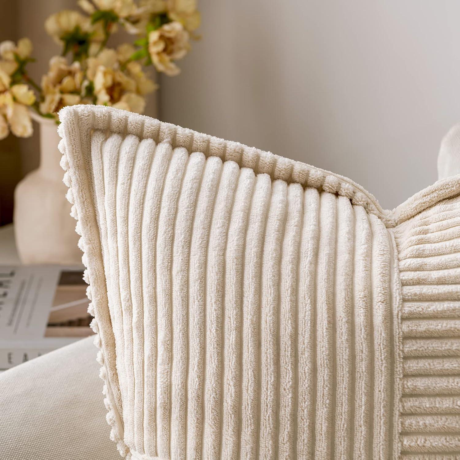 Line Apparel ecommerce Corduroy Pillow Covers With Splicing Set Of 2