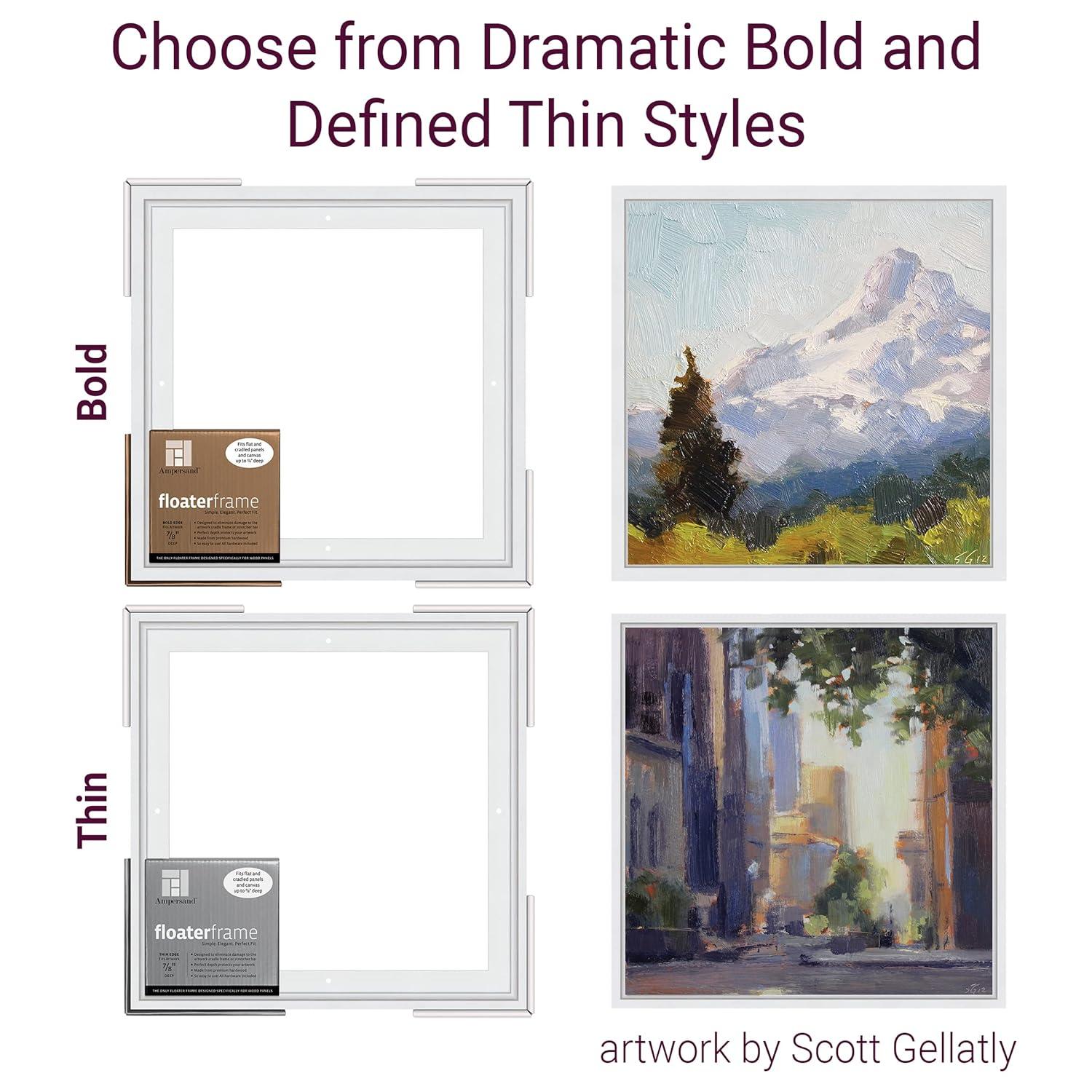 Ampersand Art Floaterframes Bold Edge (3/8" Face) 1-7/8" Frame Profile for 7/8" Deep Artwork 12" x 12" White