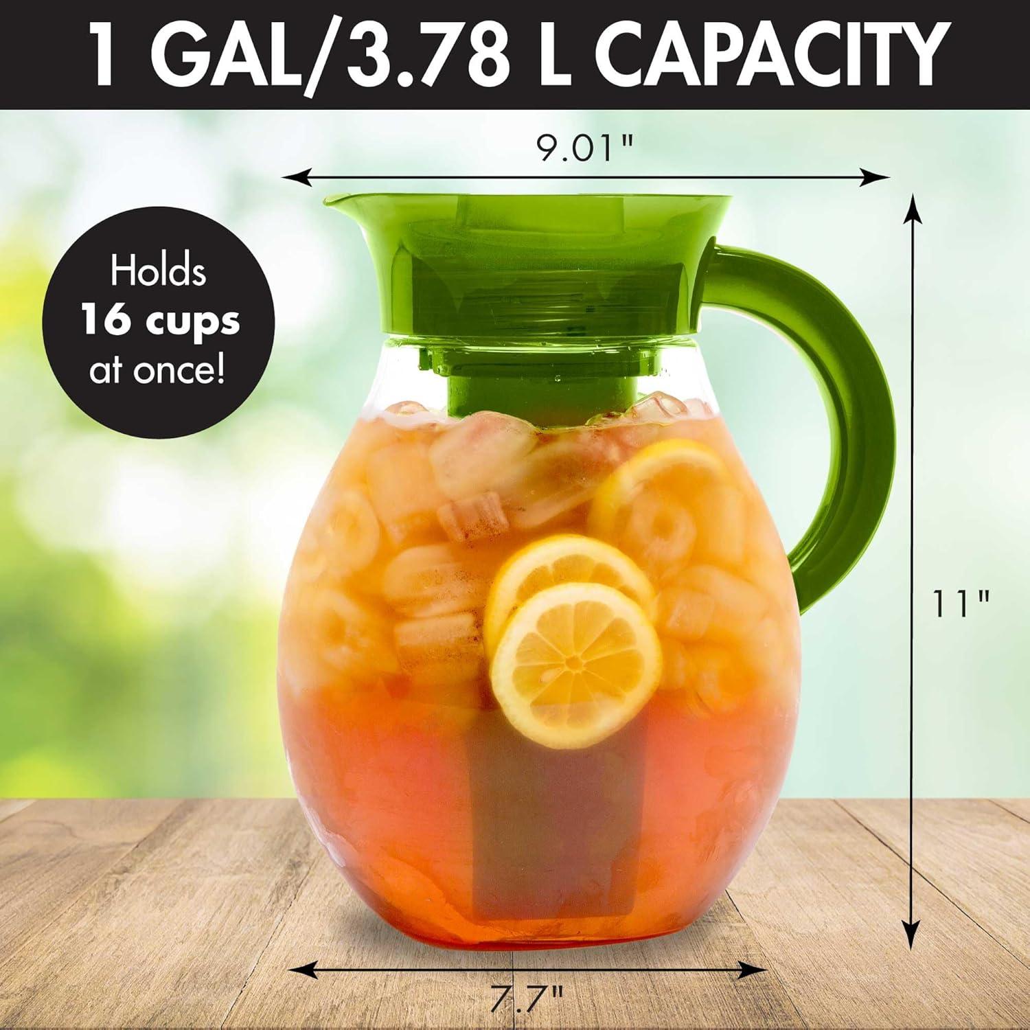 Primula The Big Iced Tea Large Capacity Beverage Pitcher, 1 Gallon, Green