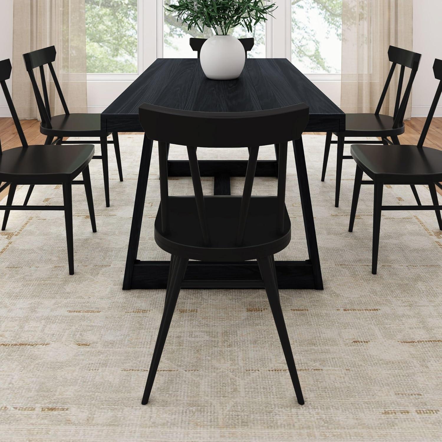 Plank+Beam Windsor Dining Chair Set of 2, Solid Wood Chairs for Kitchen, Office, Living Room, Pecan