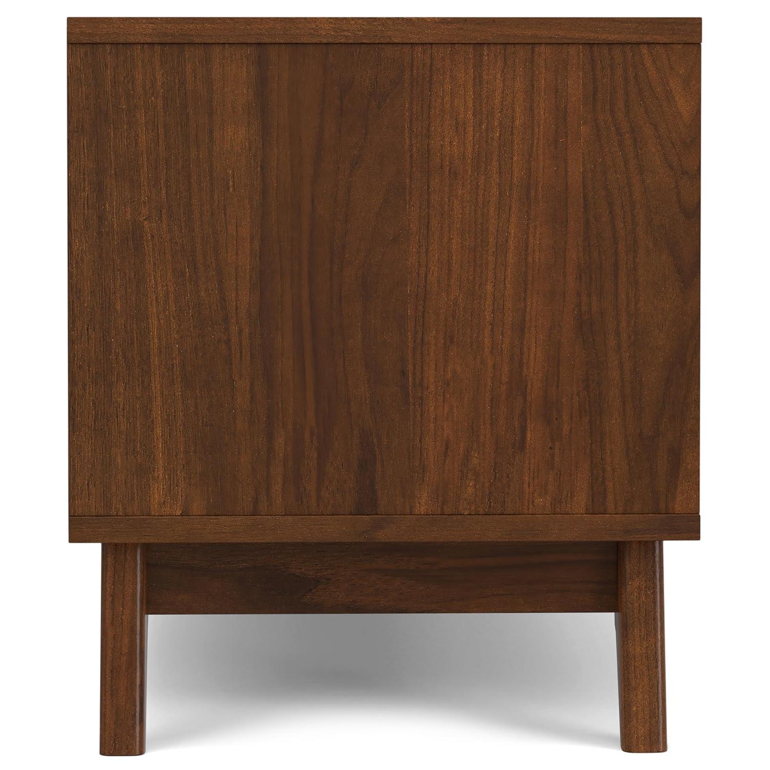 Simpli Home Lennon 72"W Solid Wood Mid-Century Modern Low TV Stand for TVs up to 80" with Storage