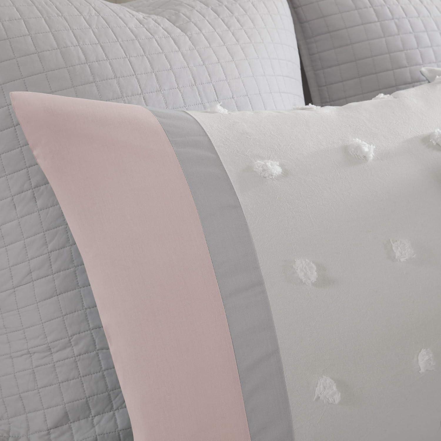 Blush and Ivory Cotton Jacquard King Comforter Set