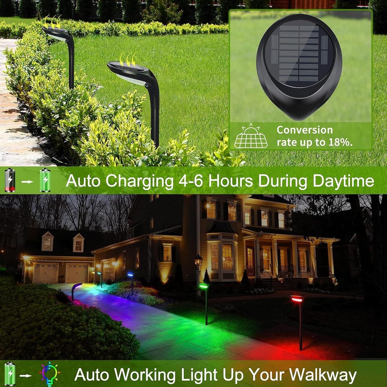 JSOT 4 Pack Solar Pathway Lights, Solar Garden Lights for Walkway, Driveway, Yard, White Light & Warm Light