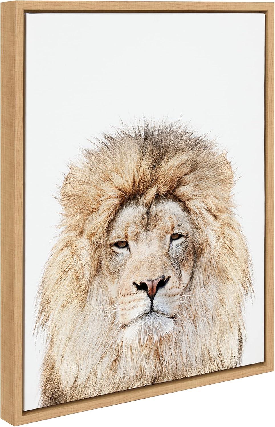 18" x 24" Sylvie Lion Stare Portrait Framed Canvas by Amy Peterson - Kate & Laurel All Things Decor