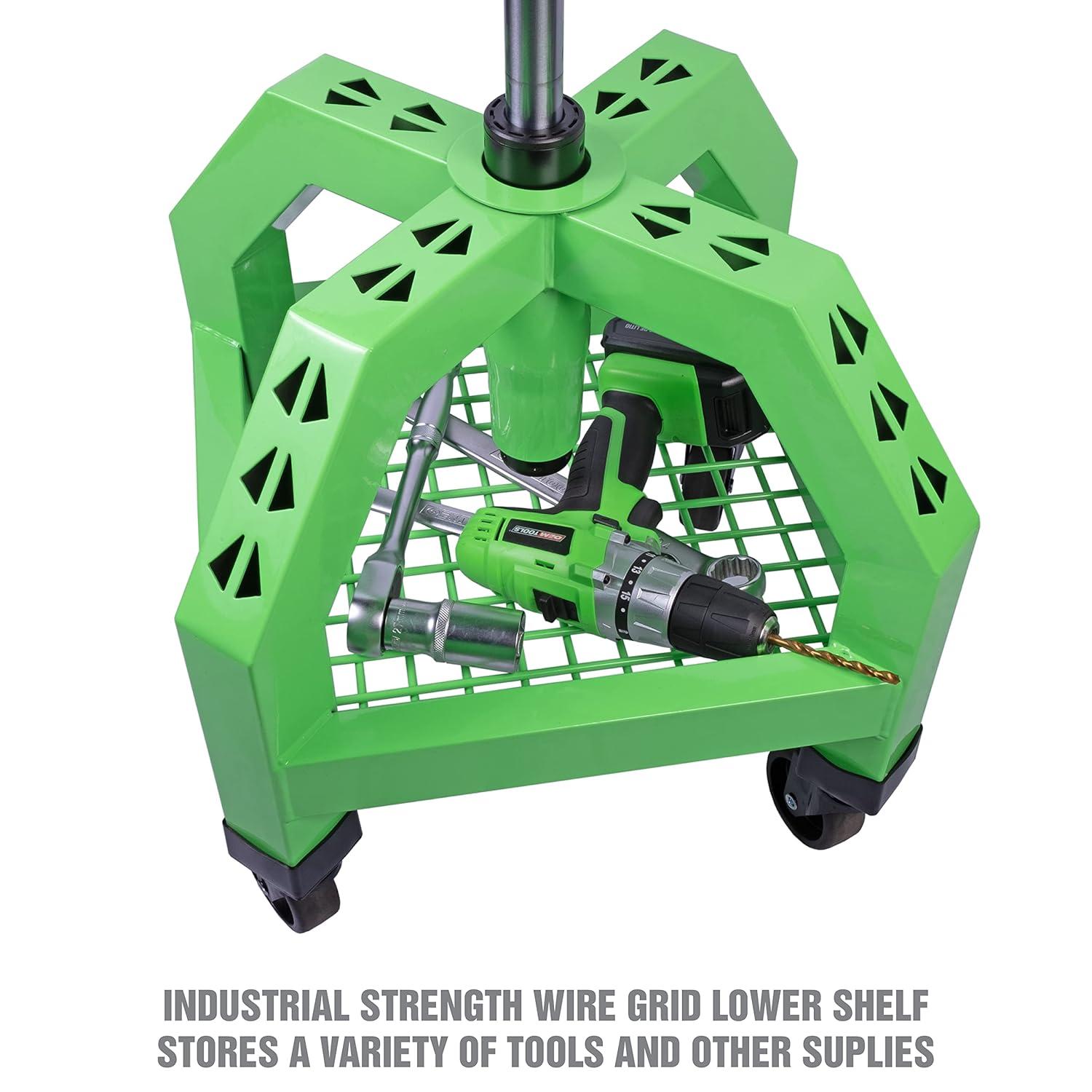 OEMTOOLS 24907 Shop Stool, 360 Degree Mechanic Stool with Height Adjustable Seat, 300LB Capacity, Foam Pad Seat, Lower Shelf Storage