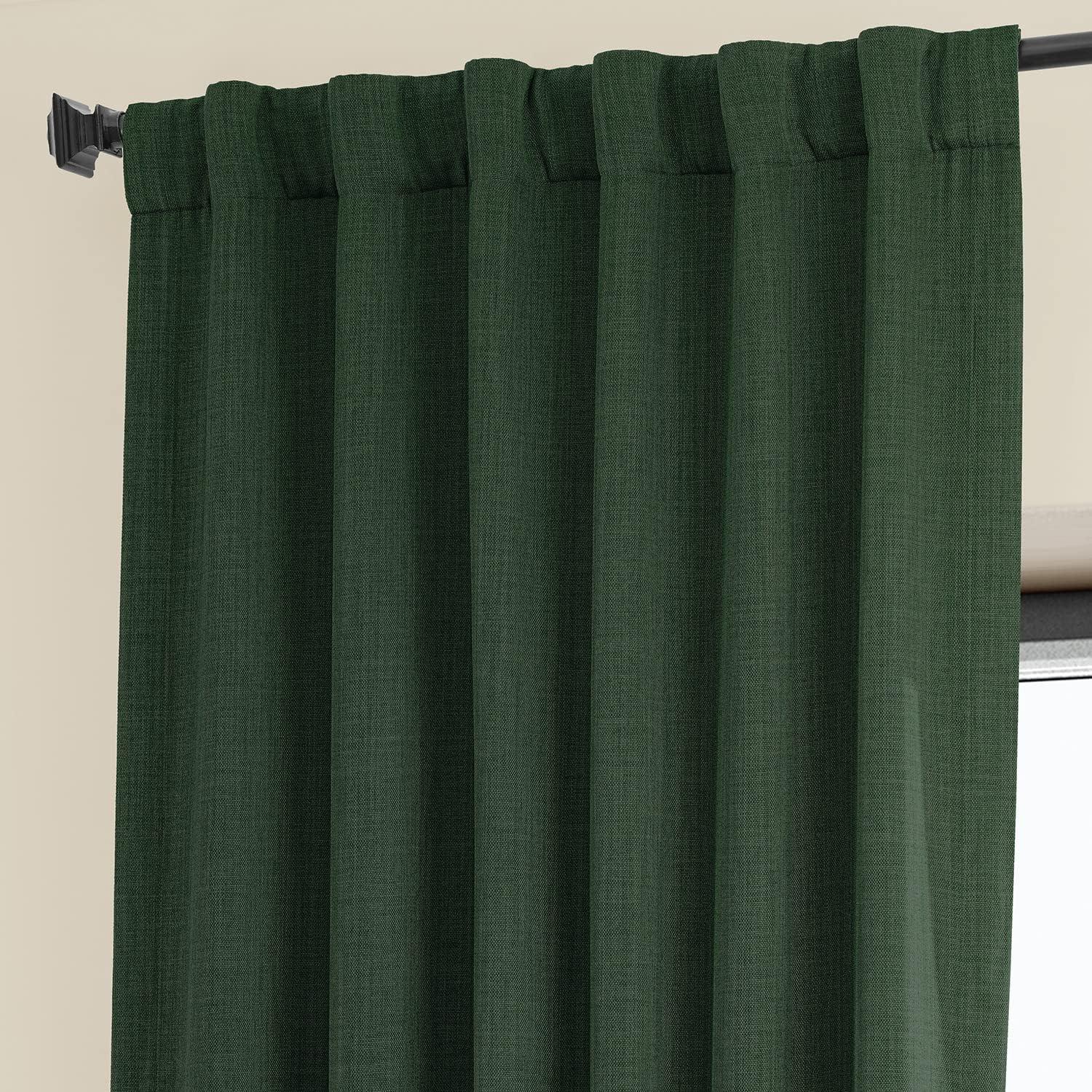 HPD Half Price Drapes Key Green Faux Linen Room Darkening Curtains for Bedroom & Living Room Curtains (1 Panel), Door & Window Curtains 84 inches long, Rod Pocket Curtains & Drapes, 50W X 84L