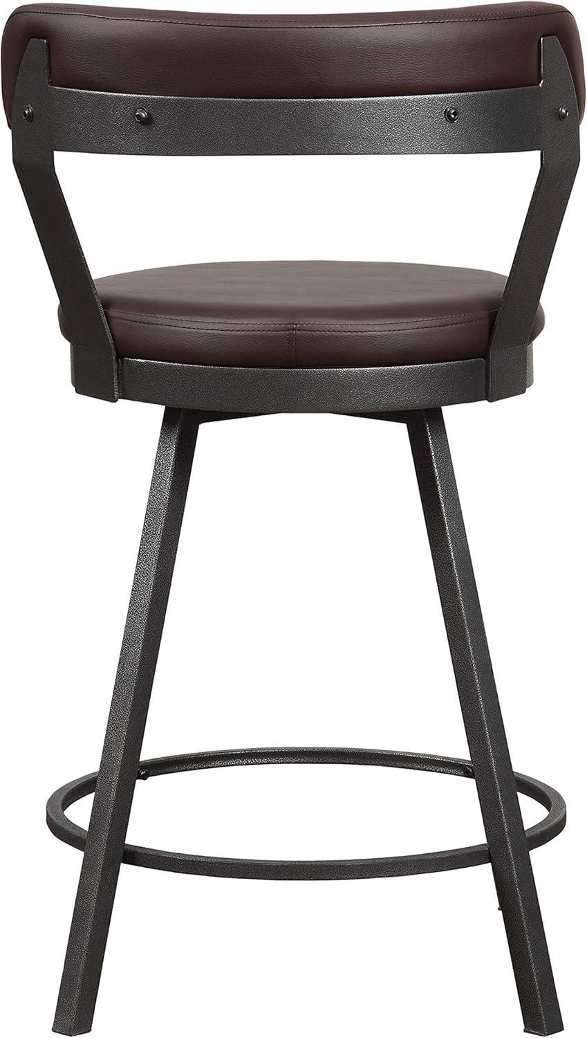 Lexicon Appert Metal Counter Height Swivel Stools in Dark Gray/Brown (Set of 2)