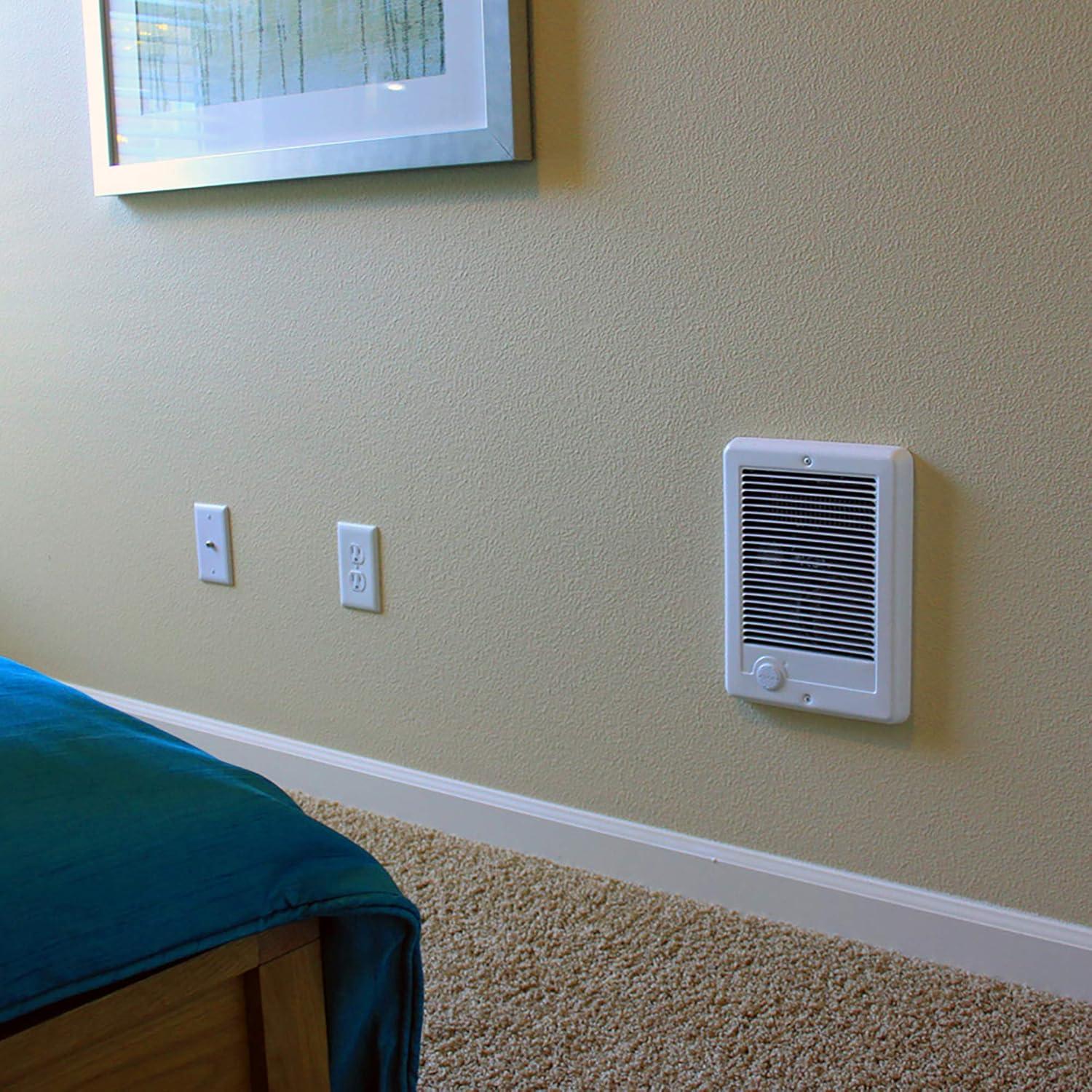 White Electric Forced Air Wall Heater with Automatic Shut-off