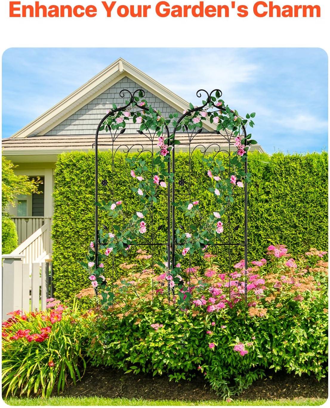 Garden Trellis for Climbing Plants, 60 x 15 in., 2 Packs Rustproof Metal Garden Flower Trellis, Climbing Rose Trellis