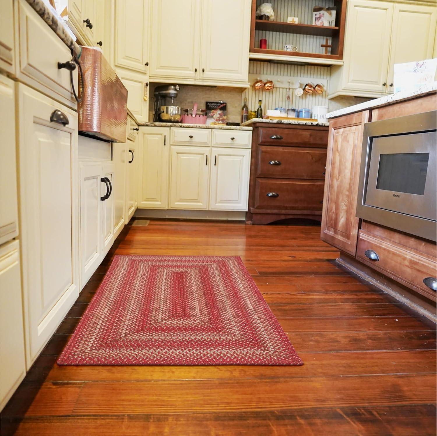 Homespice 22x72 Red Runner Braided Rug. Apple Pie Red Jute Rug. Uses- Entryway Rugs, Kitchen Rugs, Bathroom Rugs, Hallways Runner Rug. Reversible, Rustic, Country, Primitive, Farmhouse Decor Rug