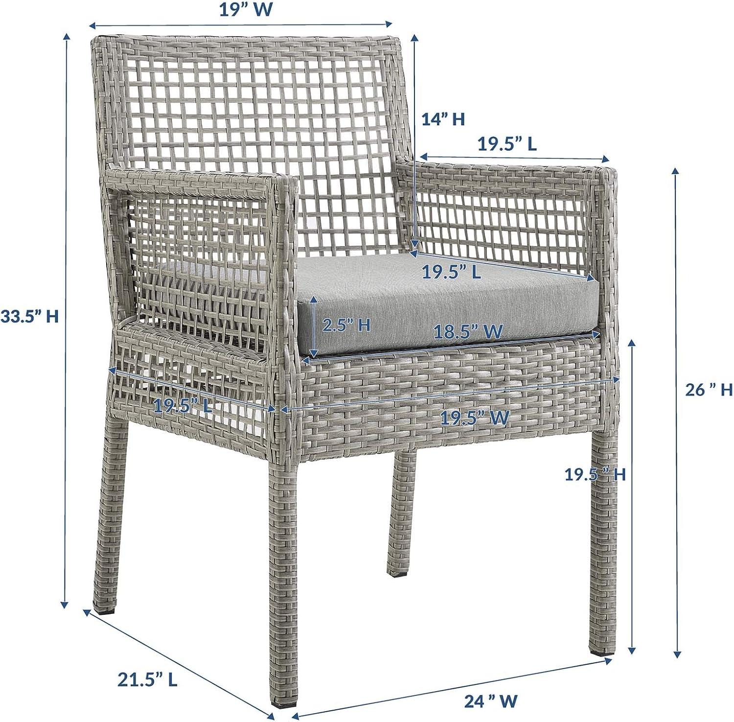 Modway Aura Outdoor Patio Wicker Rattan Dining Armchair - Gray Gray