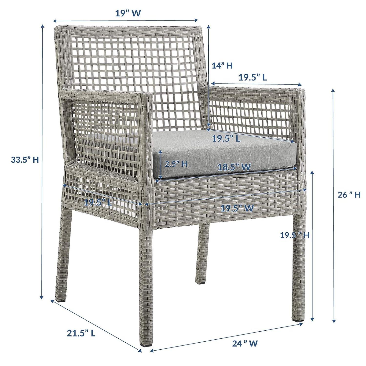 Modway Aura Outdoor Patio Wicker Rattan Dining Armchair - Gray Gray