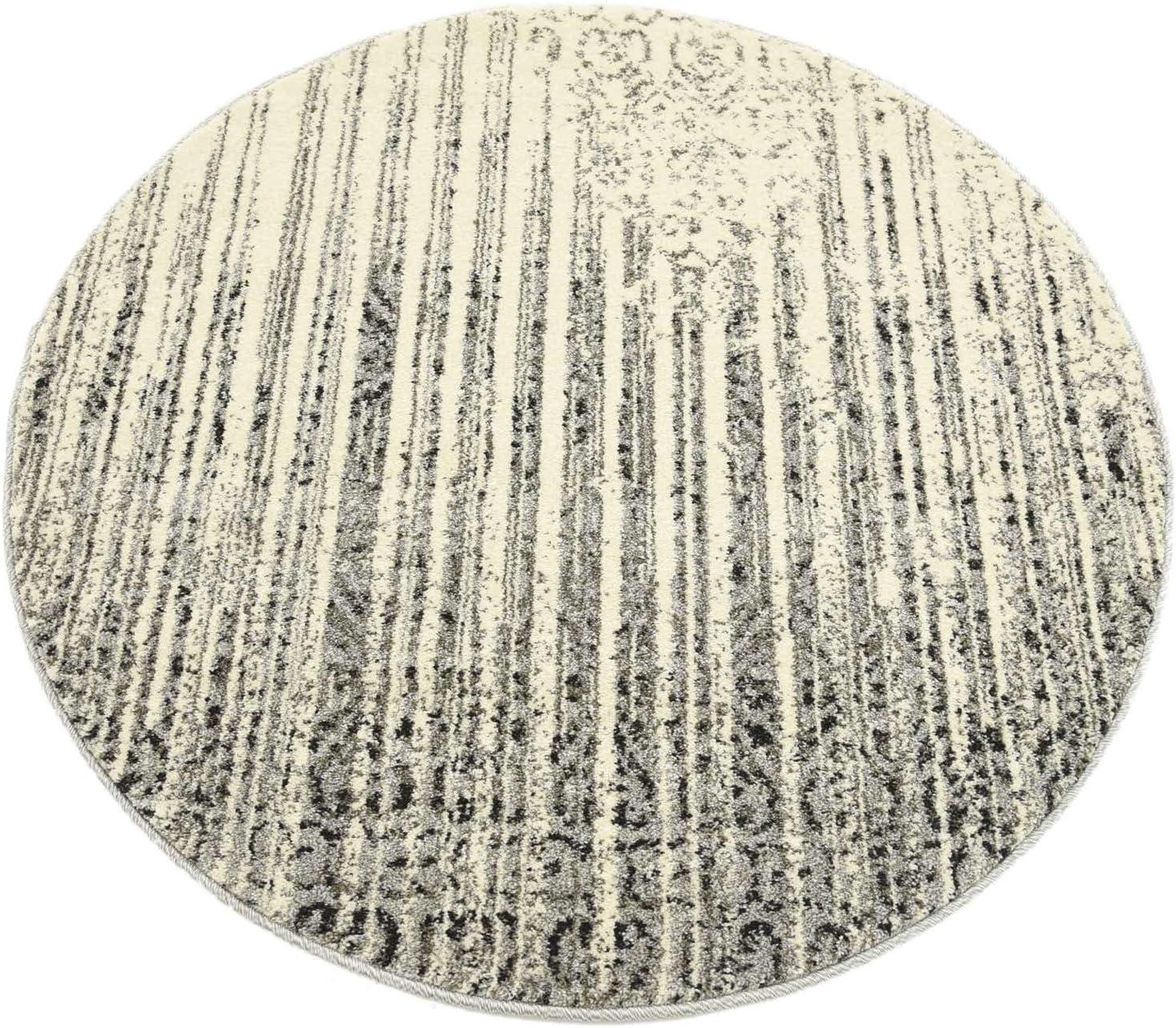 Unique Loom Del Mar Collection Area Rug - Jennifer (3' 3" Round Gray/Black)