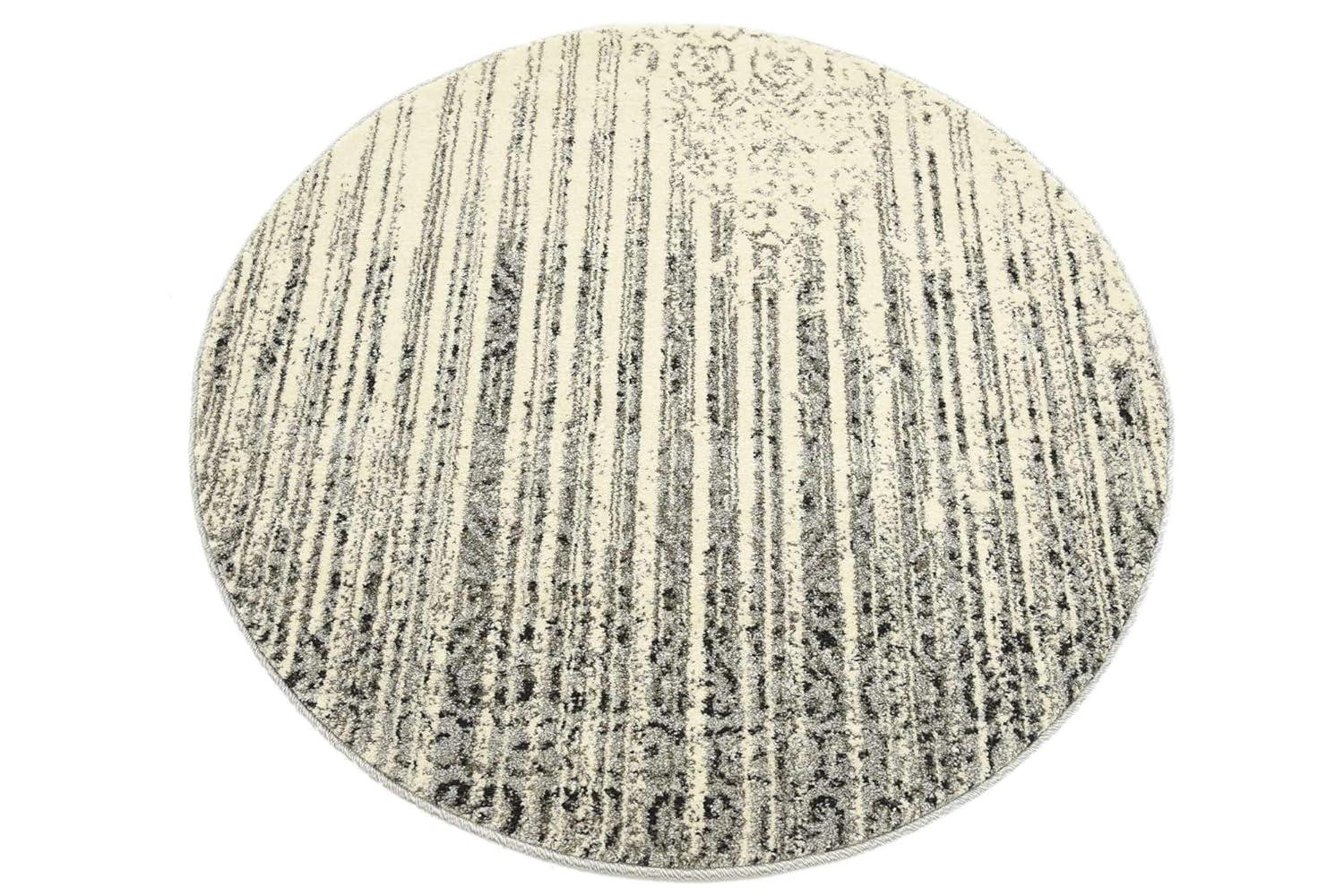 Unique Loom Del Mar Collection Area Rug - Jennifer (3' 3" Round Gray/Black)