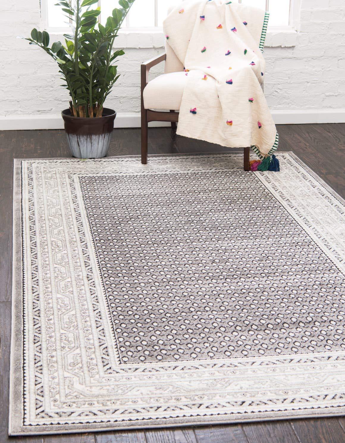 Unique Loom Williamsburg Collection Area Rug - Allover (7' 10" x 10' Rectangle Gray/Black)
