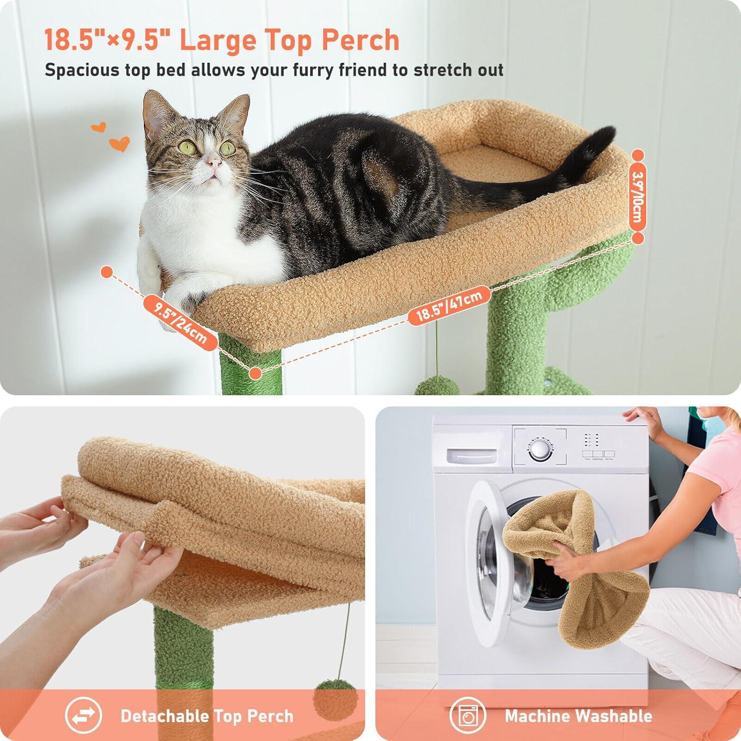 71" Indoor Tall Large Cat Tree Multi-Level Cat House With 2 Big Condo Pad Bed, Cozy Hammock And Scratching Posts