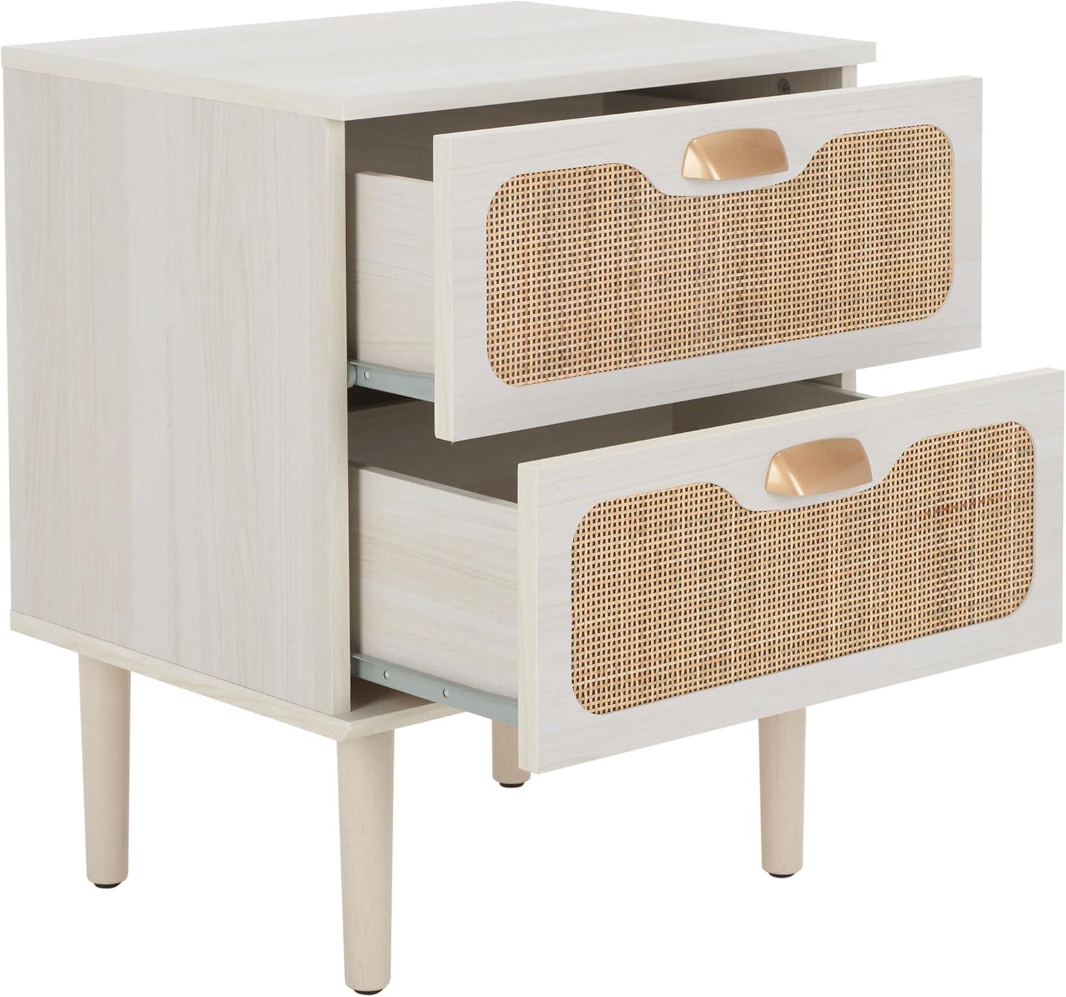 Irelia 2 Drawer Nightstand - Bleached White/Natural - Safavieh