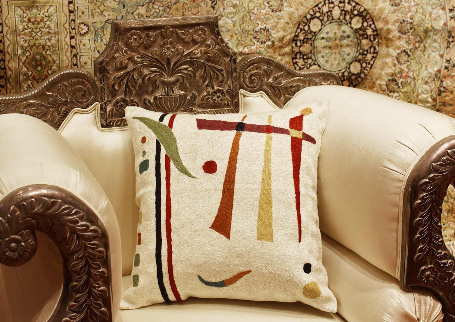 Cream Cotton Embroidered Euro Throw Pillow for Kids