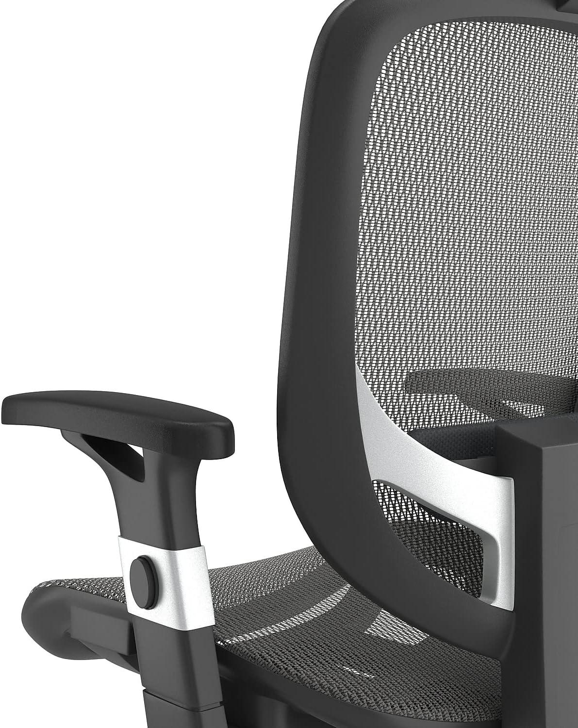 Charcoal Gray Mesh Ergonomic Swivel Task Chair with Adjustable Arms