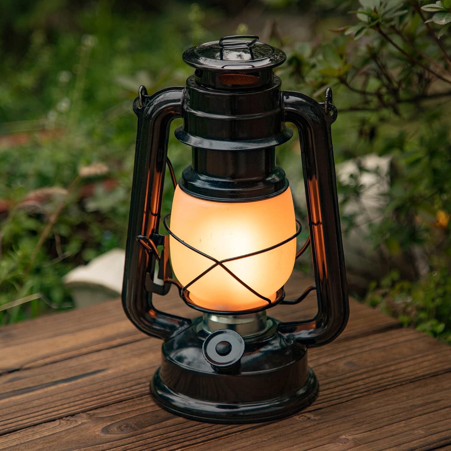 YAKii LED Vintage Flame Lantern Metal Outdoor Hanging Lantern with Dancing Flame Battery Operated Halloween Outdoor Indoor Decoration(Black Pack of 2)