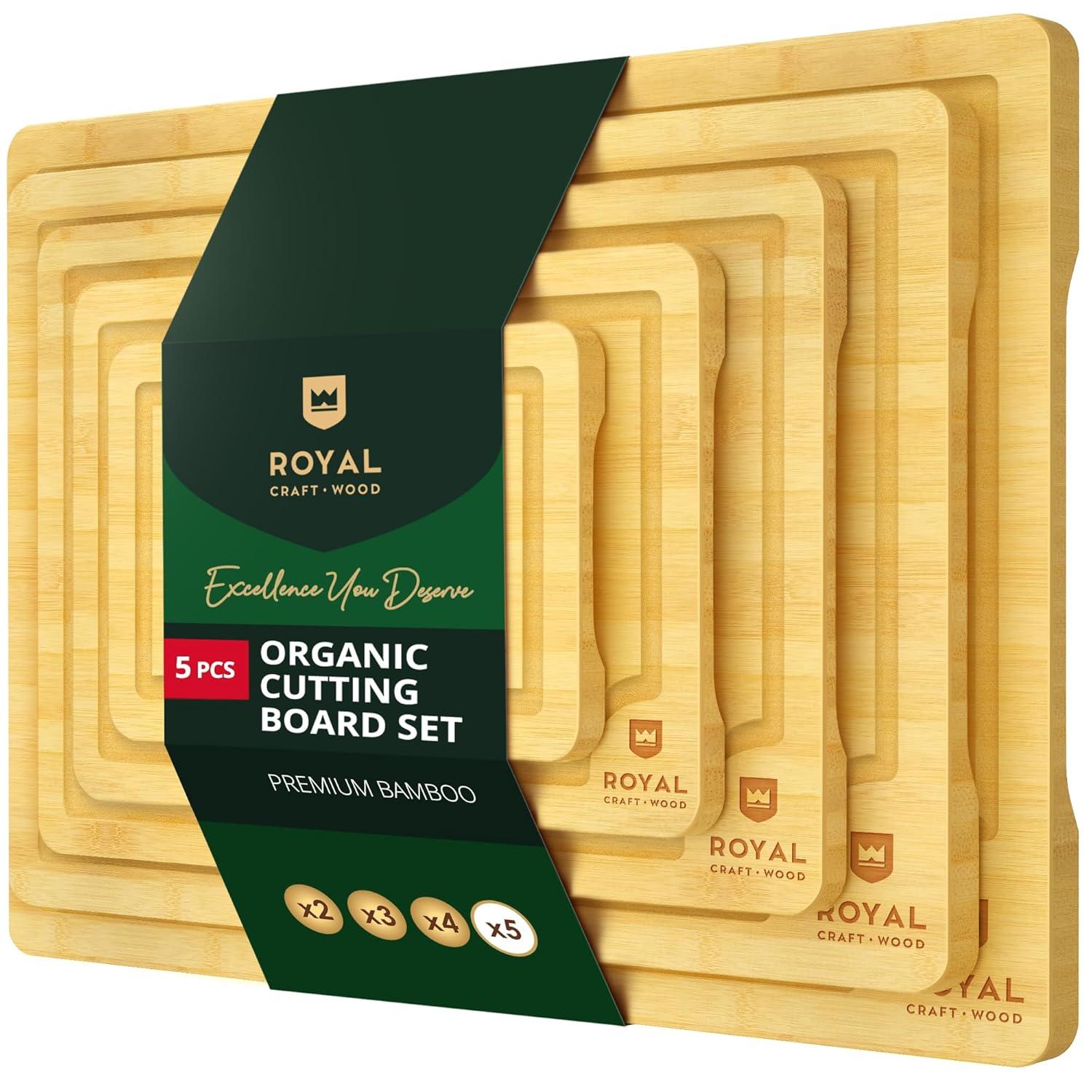 Royal Craft Wood Bamboo Cutting Board Set of 5