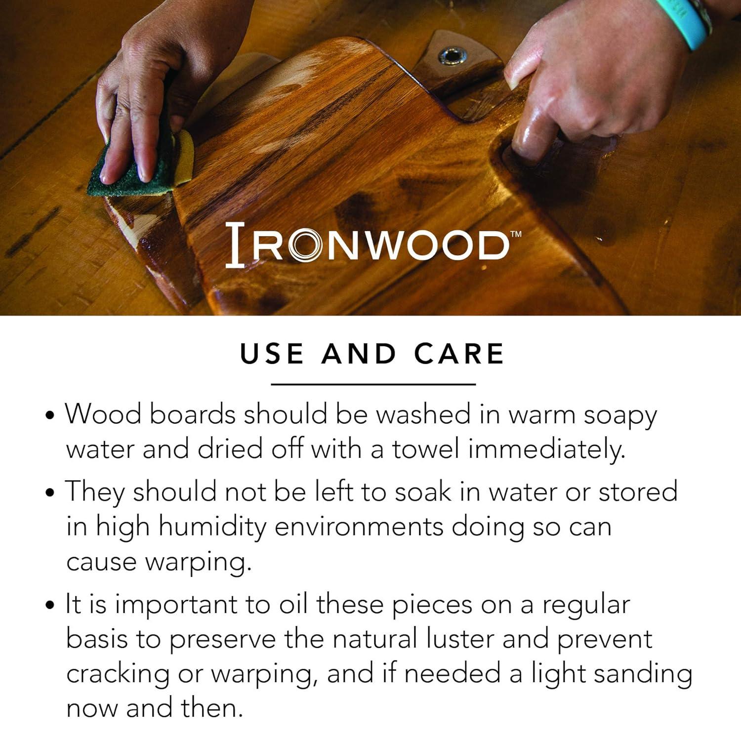 Ironwood Gourmet Multi-Use Circle Serving Board, Acacia Wood, 9 Inch Diameter Round Cutting Board