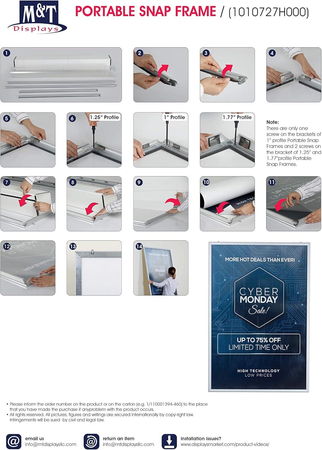 MT Displays UCN255-CS-P Metal Beveled Picture Frame