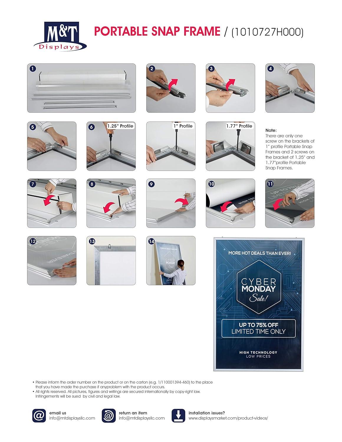 MT Displays UCN255-CS-P Metal Beveled Picture Frame