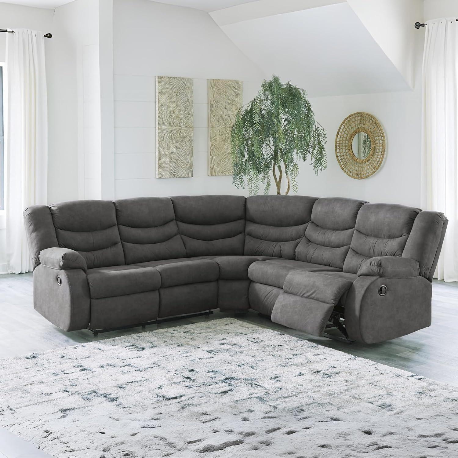 Contemporary Gray Faux Leather Stationary Recliner Chair