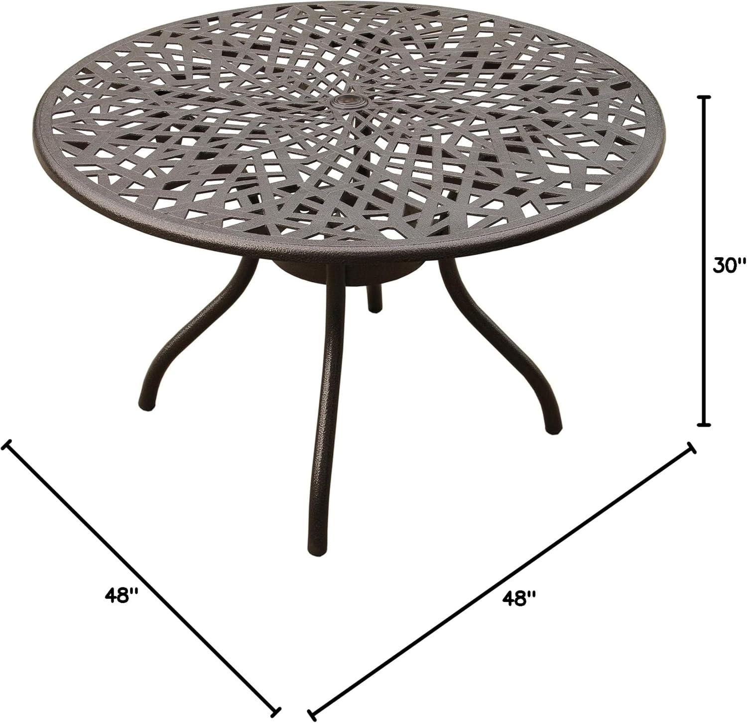 Modern Black Aluminum 48-Inch Round Outdoor Patio Dining Table