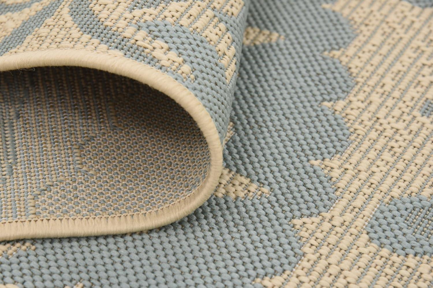 Unique Loom Outdoor Botanical Collection Area Rug - Medallion (9'  x 12' 2" Rectangle Aqua/Beige)
