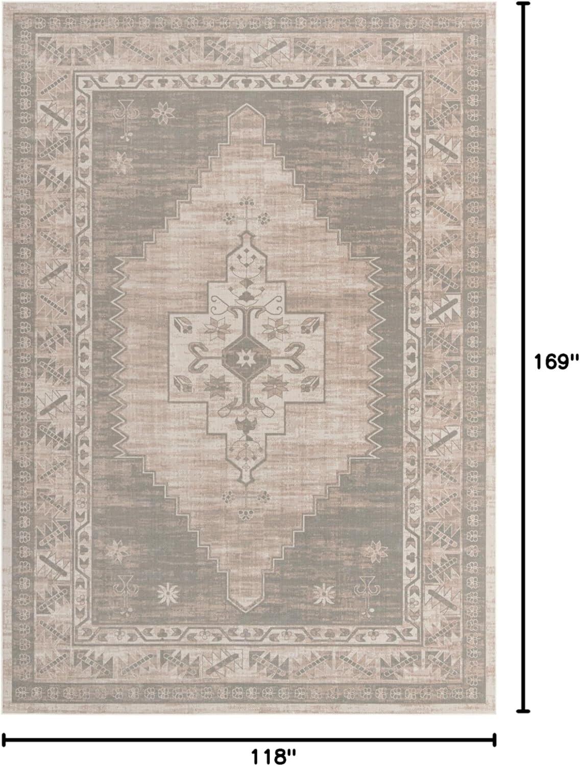 Mink Medallion 10' x 14' Easy-Care Synthetic Area Rug