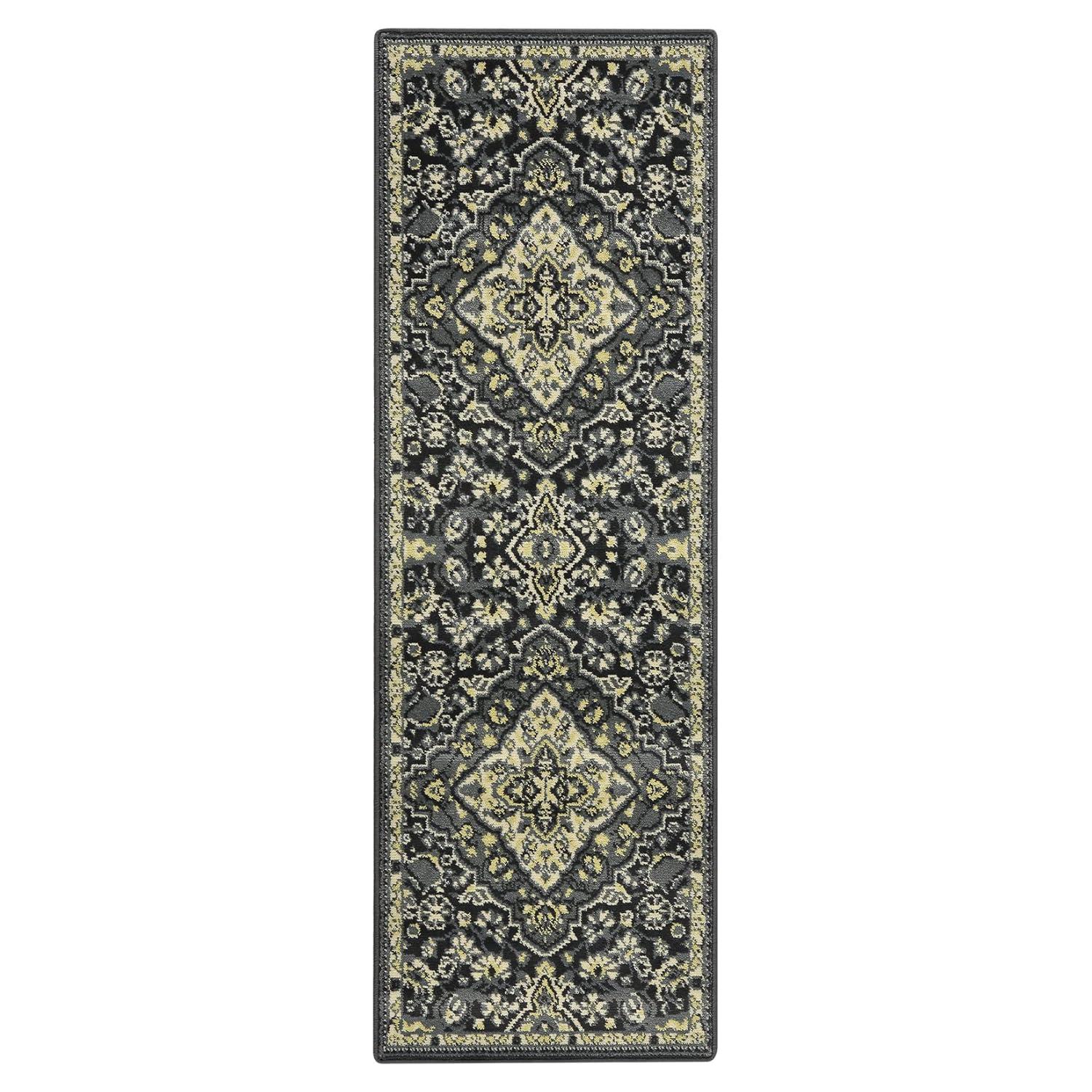 Hasoo 2' x 6' Hallway Runner Rug Traditional Persian Area Rug Non-Shedding Indoor Rug for Bedroom Entryway, Gray