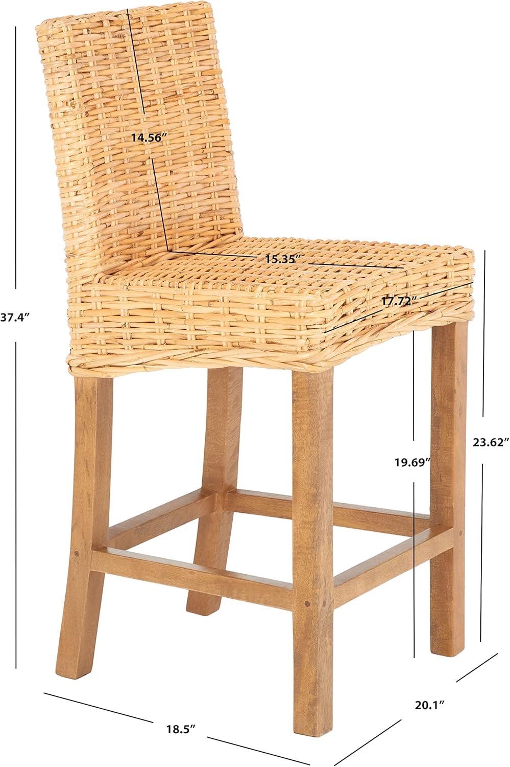 Tobie Rattan Counter Stool - BST6501 - Natural/Golden Brown - Safavieh