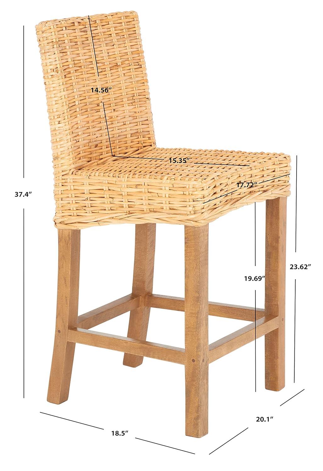 Tobie Rattan Counter Stool - BST6501 - Natural/Golden Brown - Safavieh