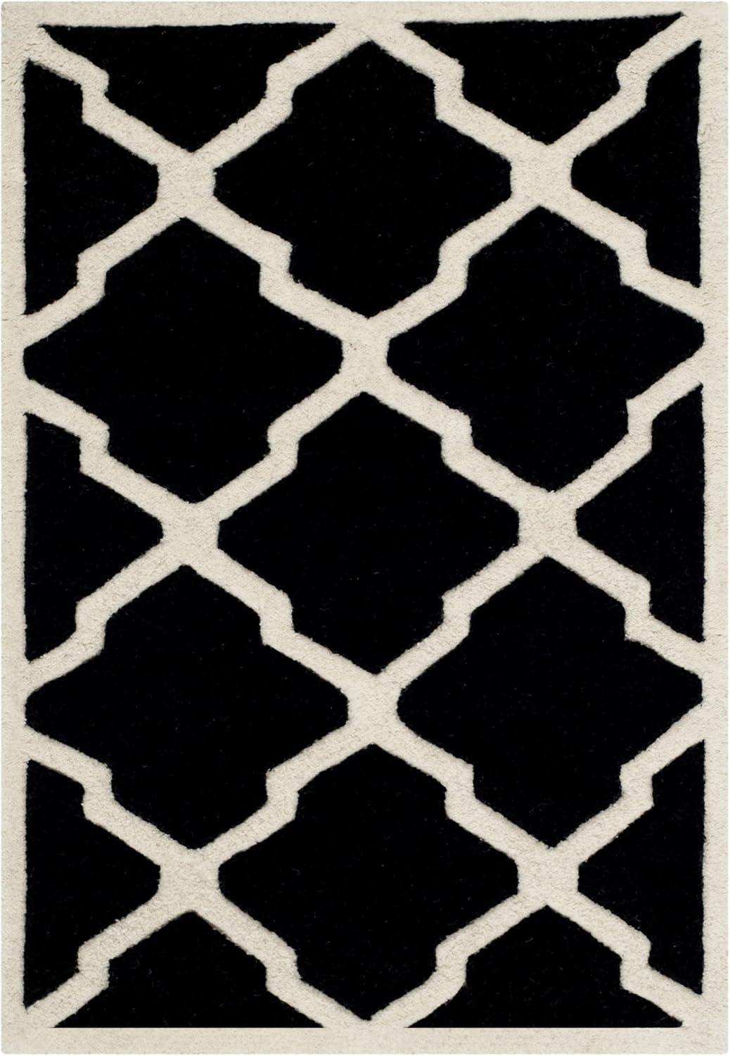 Chatham CHT735 Hand Tufted Accent Rug Black / Ivory 2' X 3' - Safavieh.