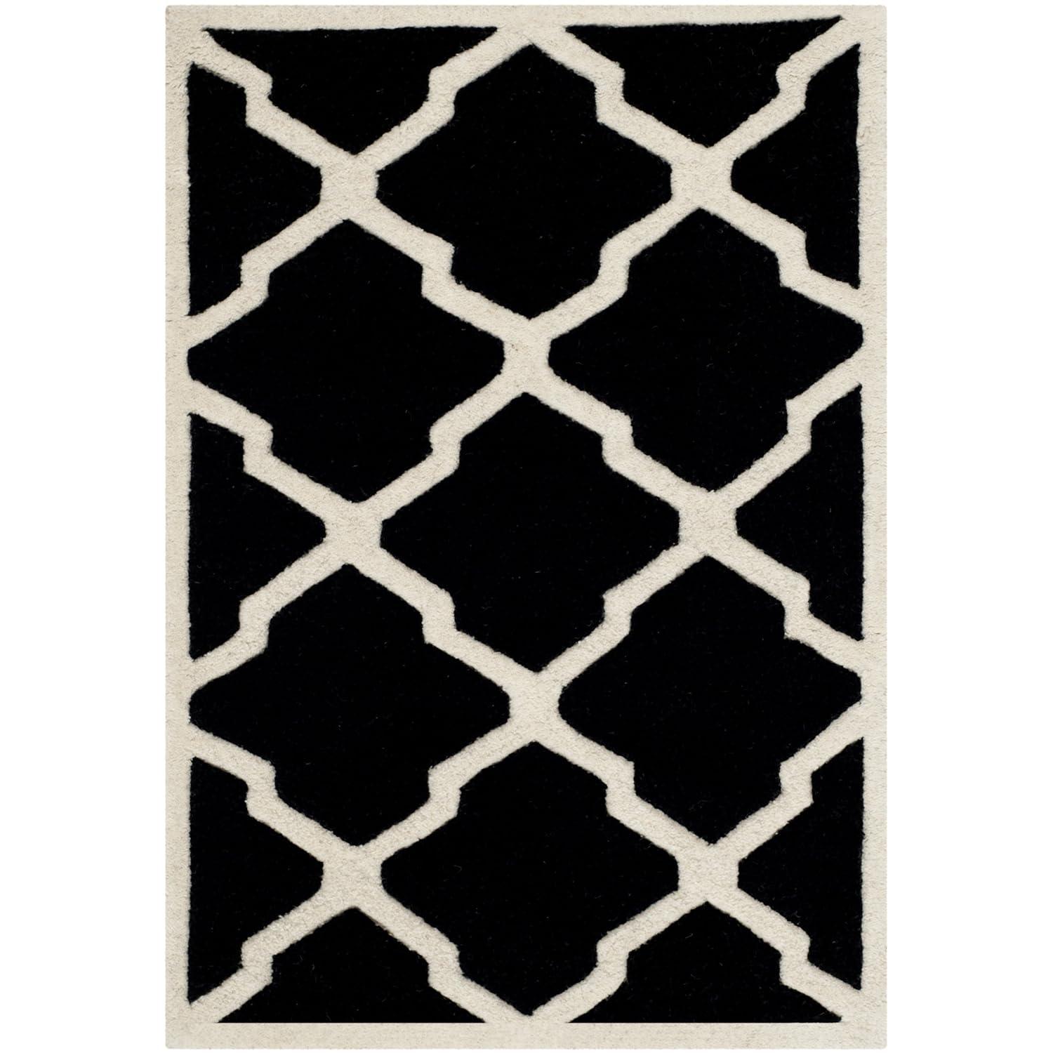 Chatham CHT735 Hand Tufted Accent Rug Black / Ivory 2' X 3' - Safavieh.