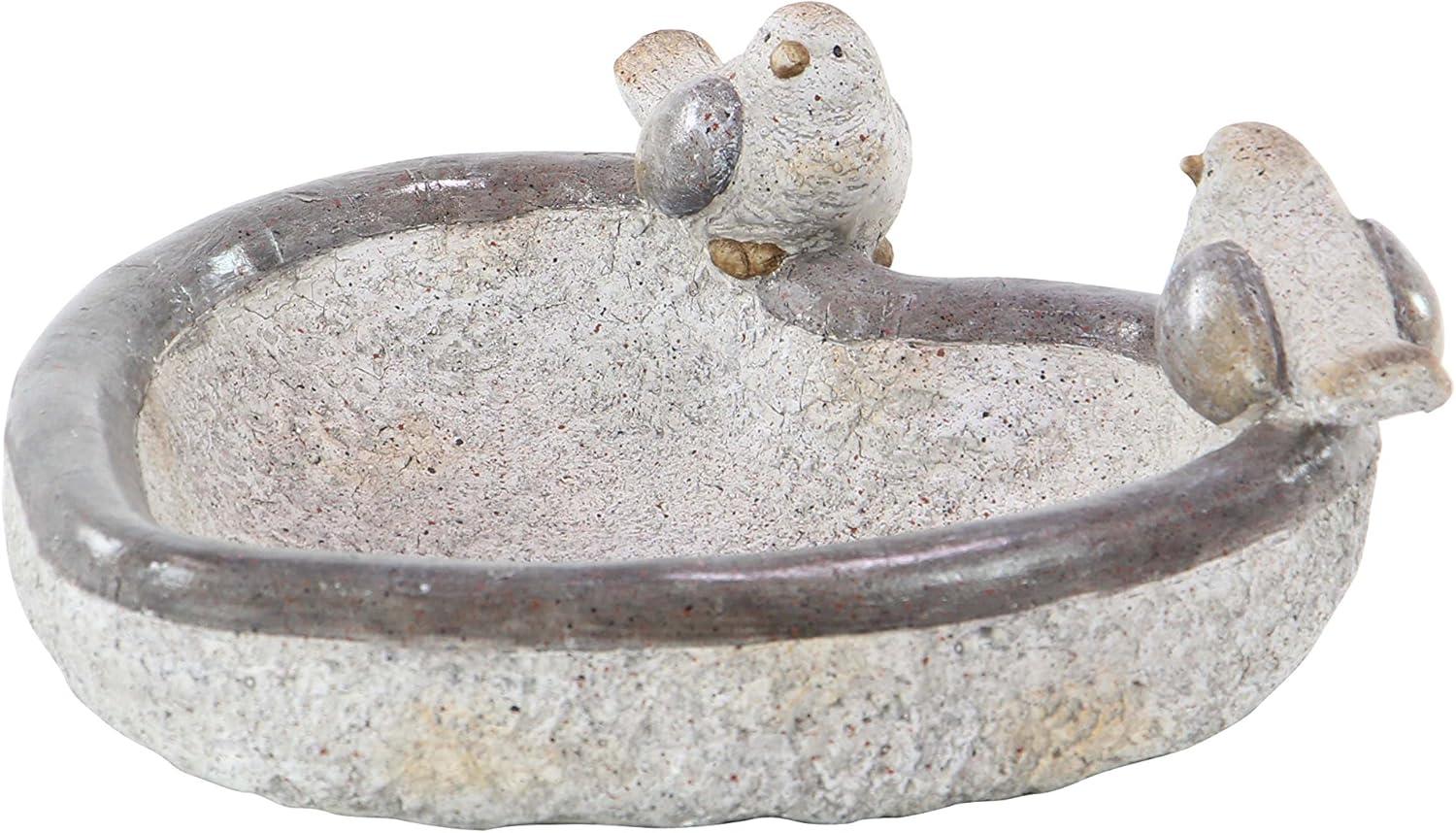 DecMode 6" Indoor Outdoor Bird Garden Sculpture with Bath Bowl