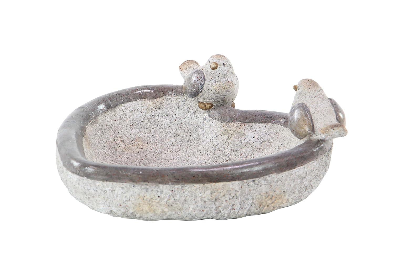 DecMode 6" Indoor Outdoor Bird Garden Sculpture with Bath Bowl