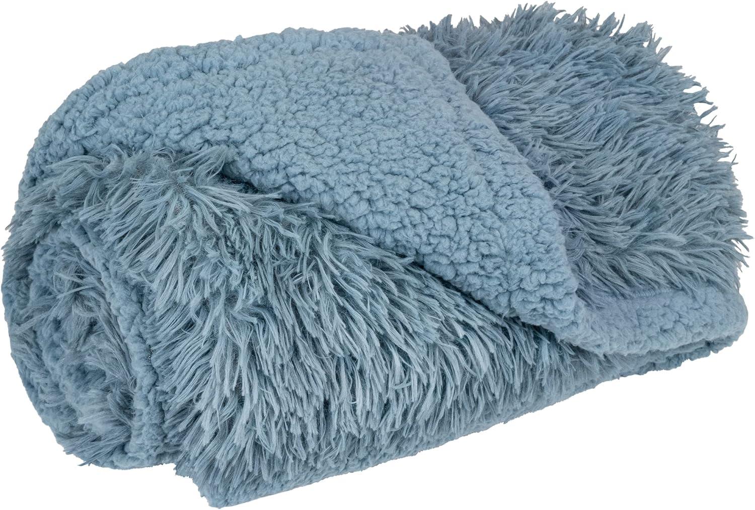 PetAmi Waterproof Dog Blanket For Small Medium Dog, Puppy Pet Blanket Couch Cover Protection, Sherpa Fleece Fuzzy Cat Blanket Throw Sofa Bed Furniture Protector Reversible Soft, 29x40 Dusty Light Blue