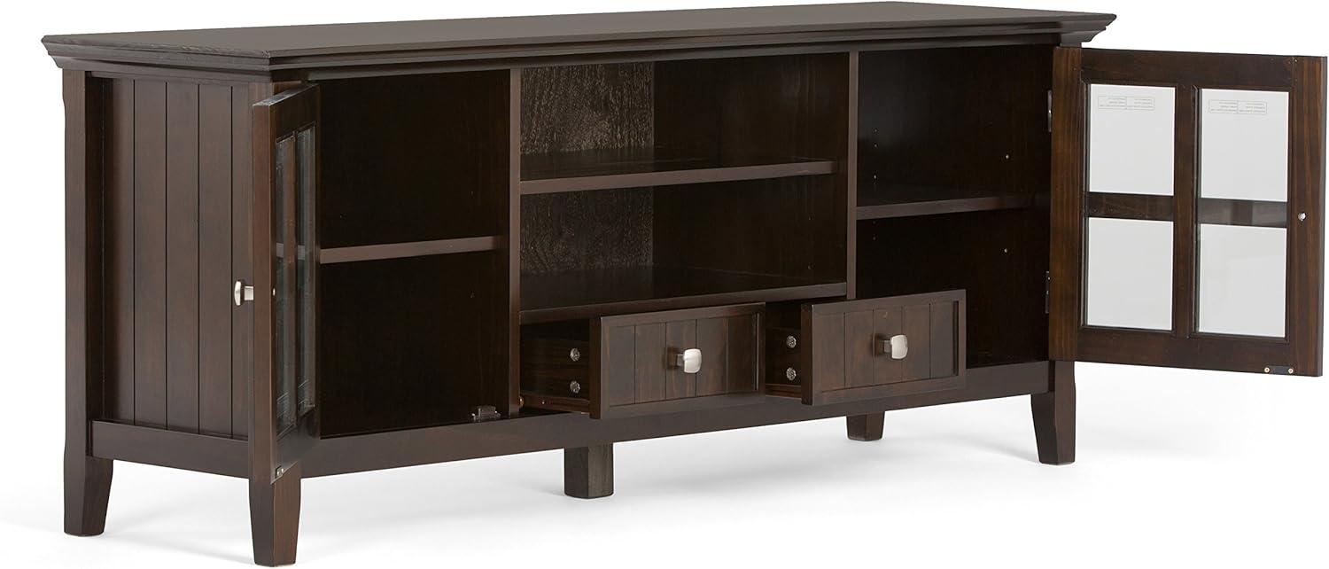 Acadian Wood 60" Transitional TV Media Stand in Brunette Brown For TVs up to 65"