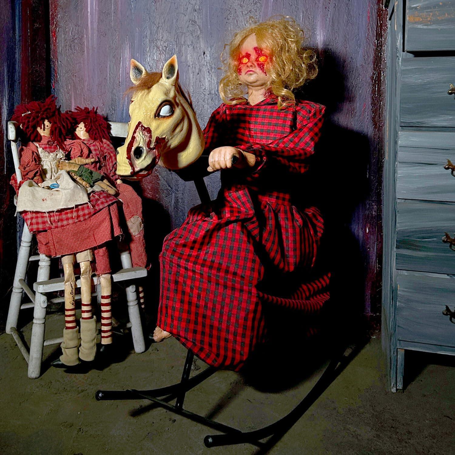 Haunted Hill Farm Lifesize Witch Prop with Lights and Sound, Indoor/Covered Outdoor Halloween Decoration