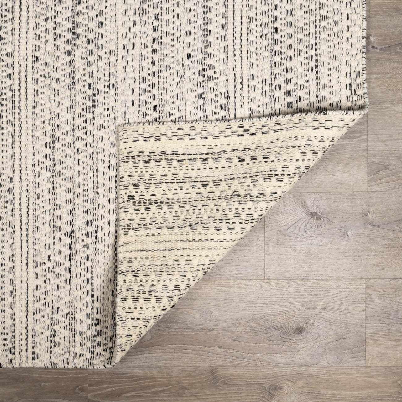 BoutiqueRugs Williford Boho Hand Woven Wool Natural Fiber Area Rug - Farmhouse Neutral Color Carpet for Living Room, Bedroom - Cream, Black - 8'10" x 12' (9x12)