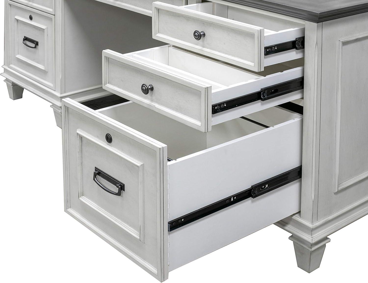 Hartford Executive Home Office Desk with Hutch, Black and Brown