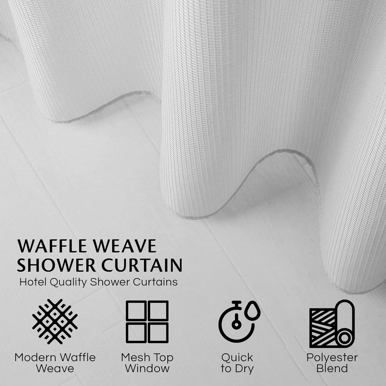Dainty Home Complete Shower Curtain With Detachable Liner - White