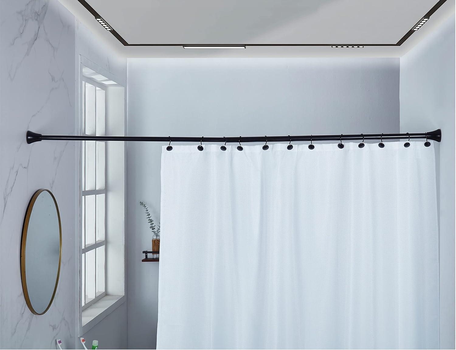 2.5'' Straight Tension Shower Curtain Rod & Hook Set