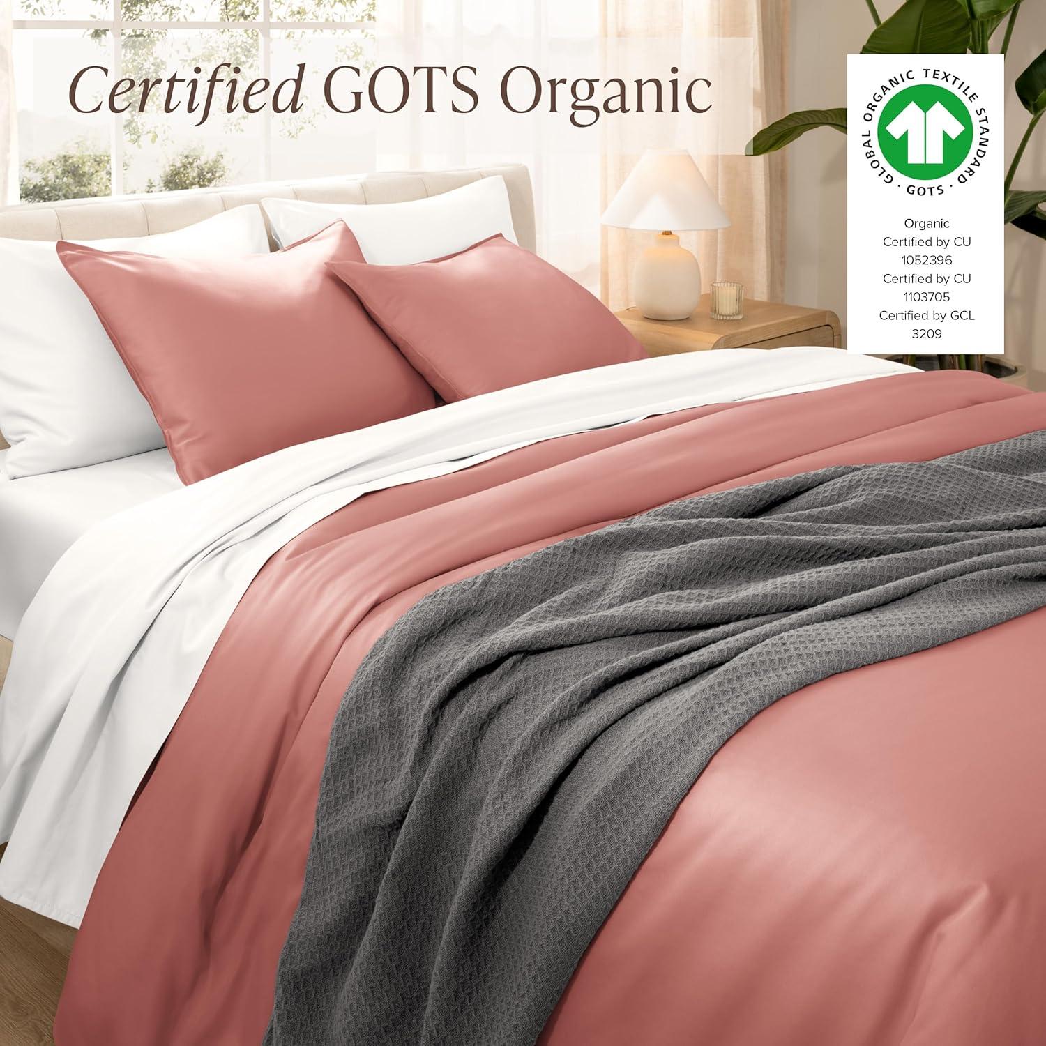 Bare Home 400 Thread Count Organic Cotton Sateen Duvet Cover Set